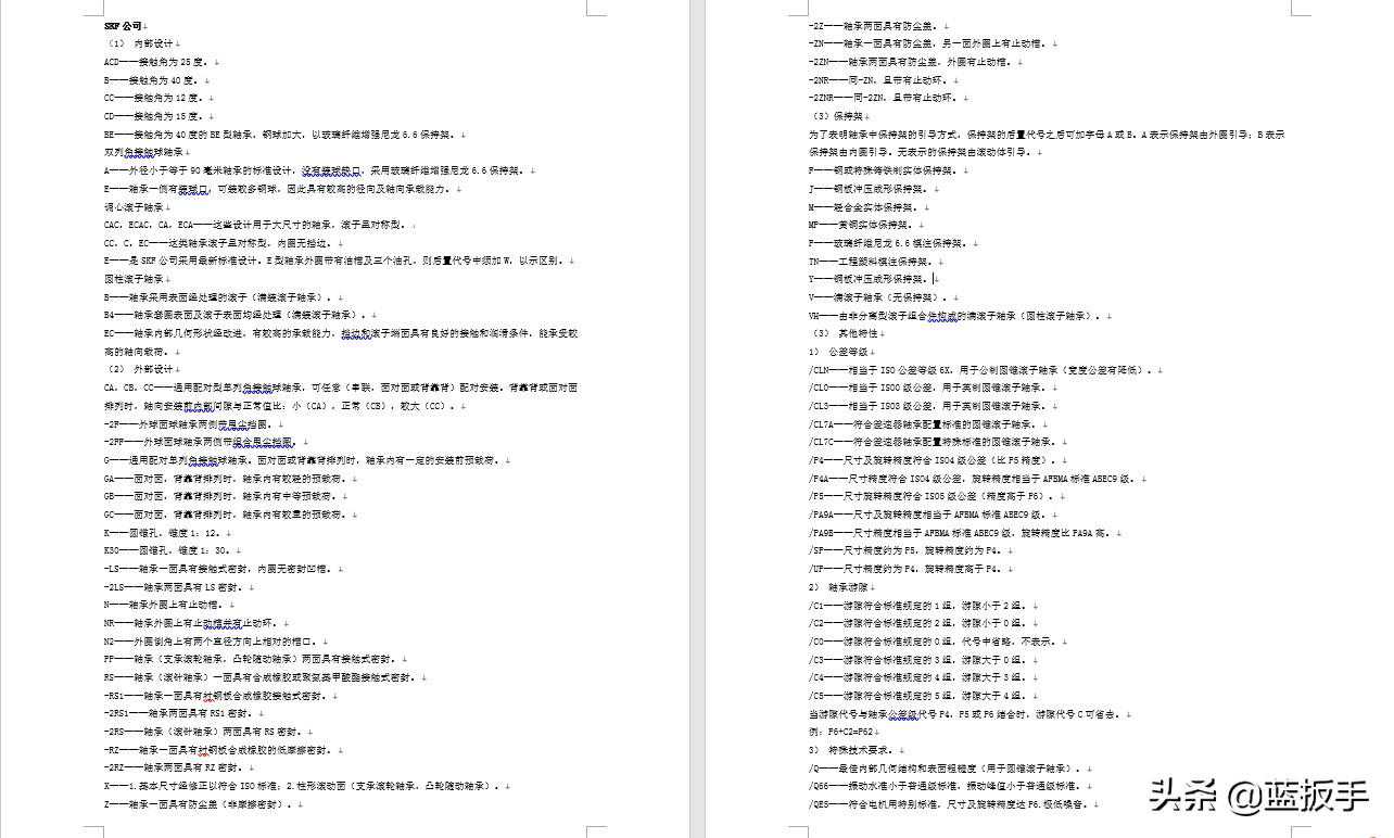 世界各地轴承代号的辅助记号、前后缀代号说明(汇集)